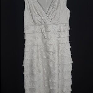 London Times Gray Layered Mini Dress